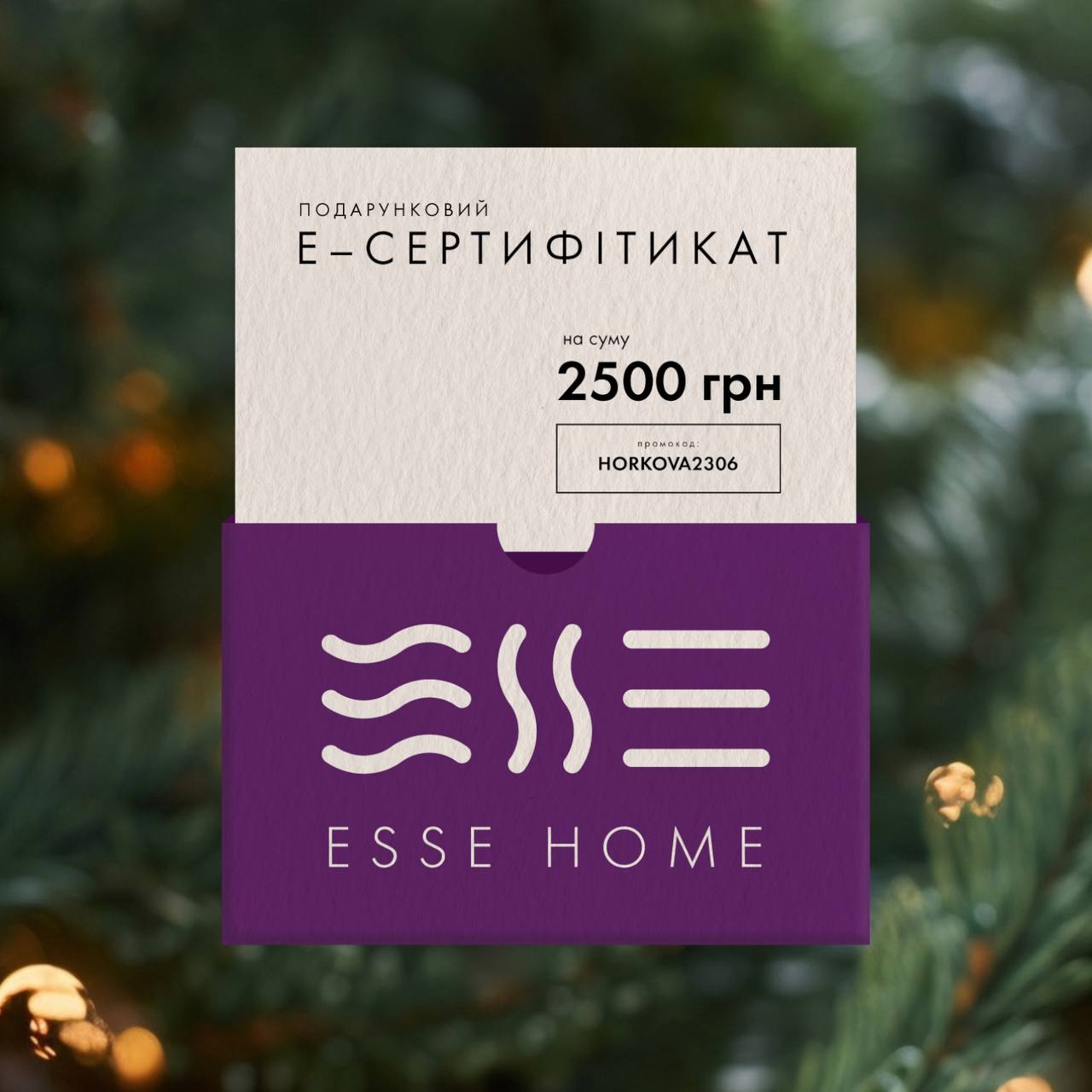 Е-СЕРТИФИКАТ НА 2500 ГРН